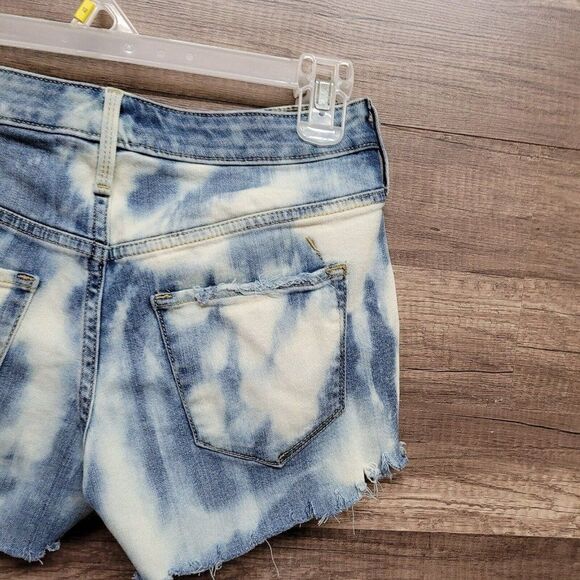 Mossimo High Rise Midi Cut-Off Shorts Size 0 / 25 Womens Denim Jean Bleached - Picture 9 of 10